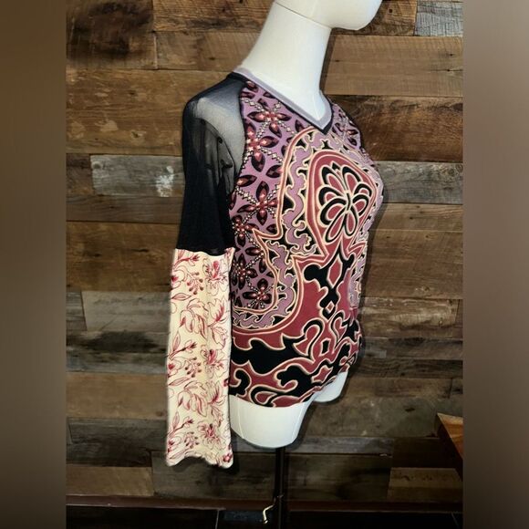 Custo Barcelona vtg graphics T with mesh shoulders, embroidered sleeves EUC SZ M - Picture 3 of 14